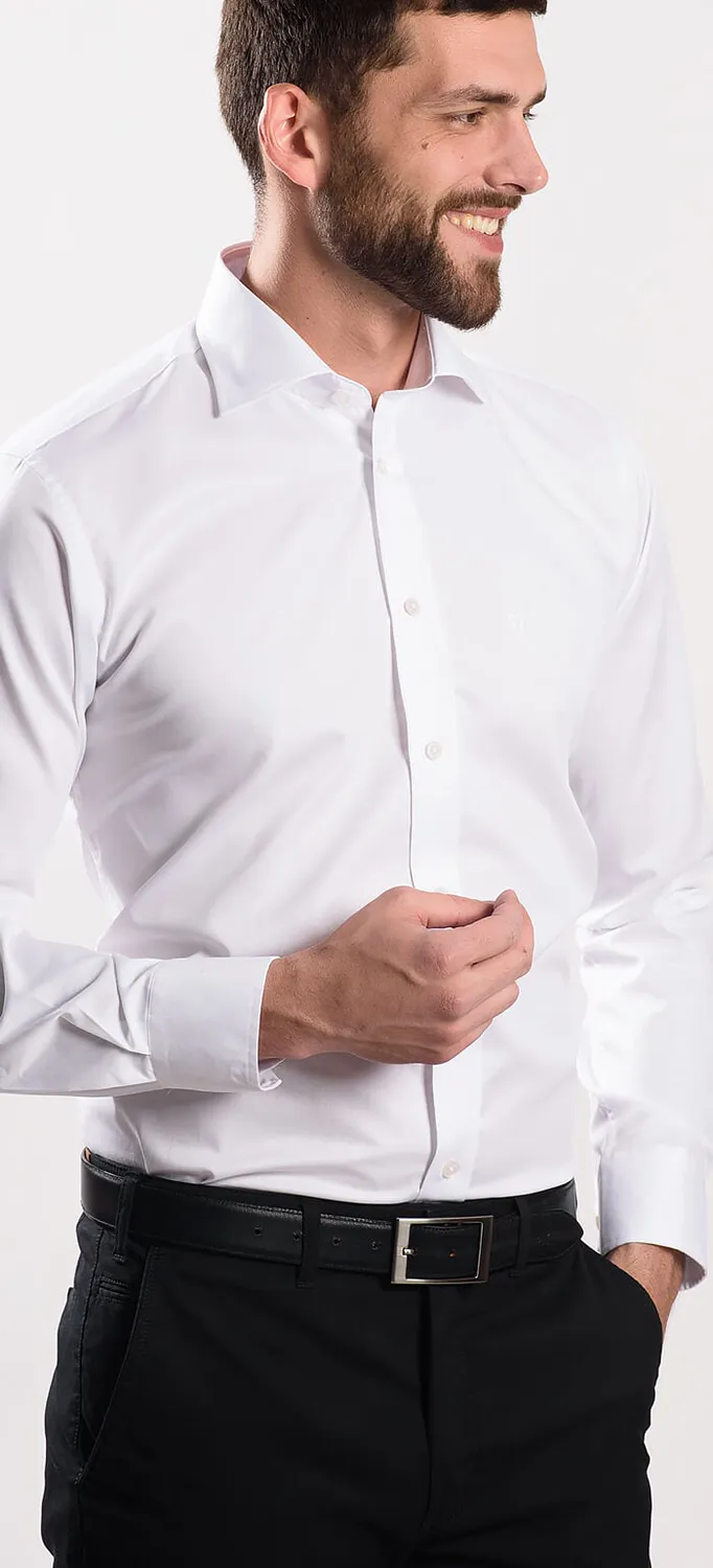 Alain Delon camicia bianca classic fit taschino