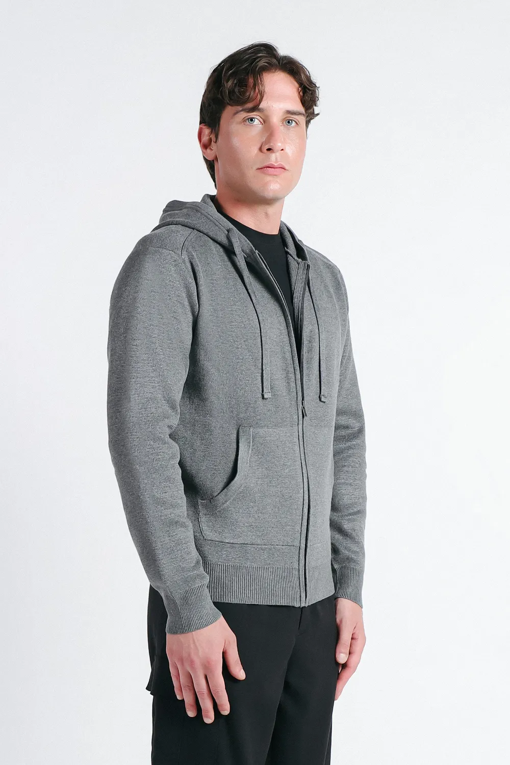 Sonny Bono Maglia Zip Cappuccio Grigio Medio Milano