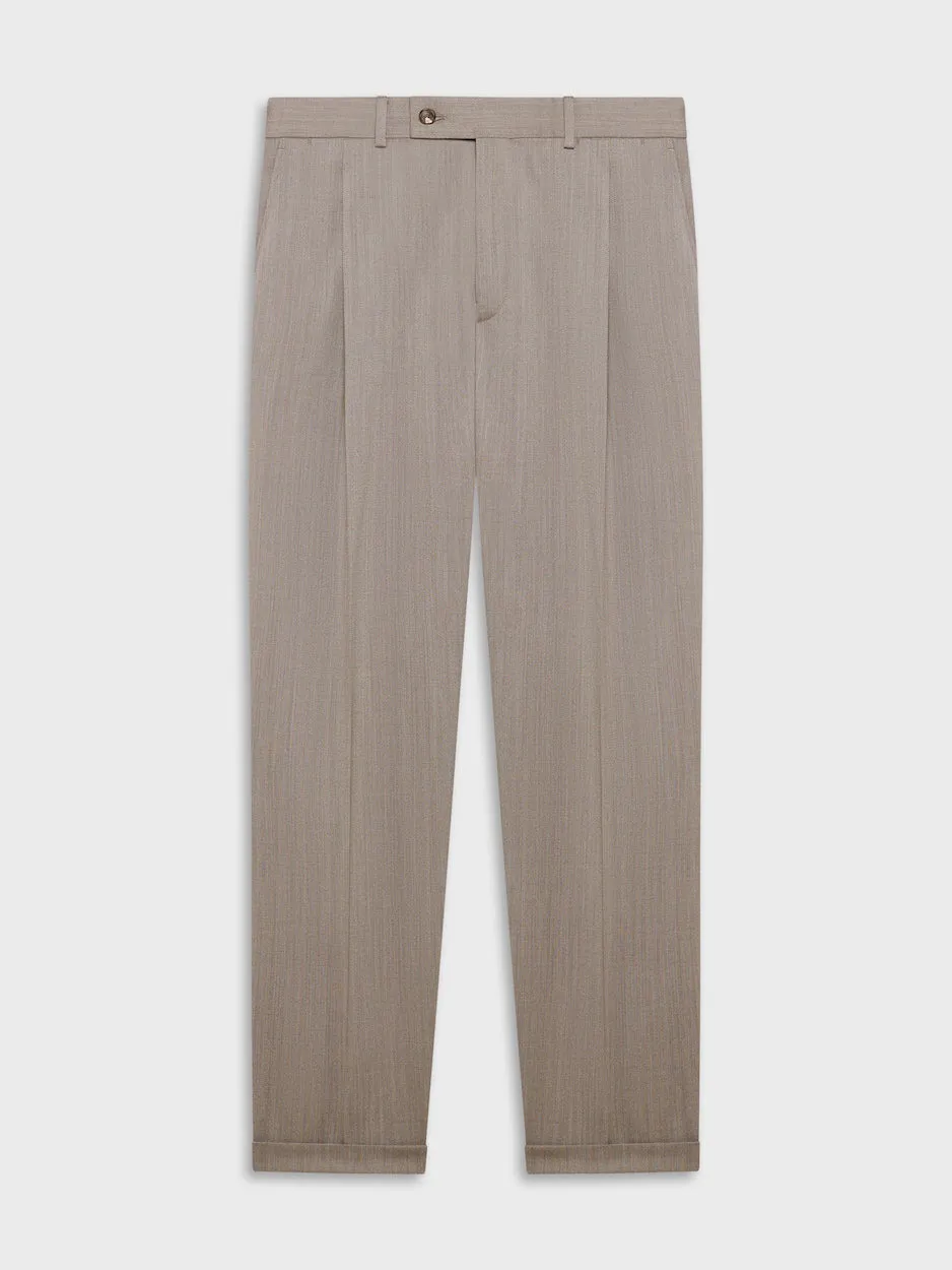Caruso pantalone flanella lana beige slim fit