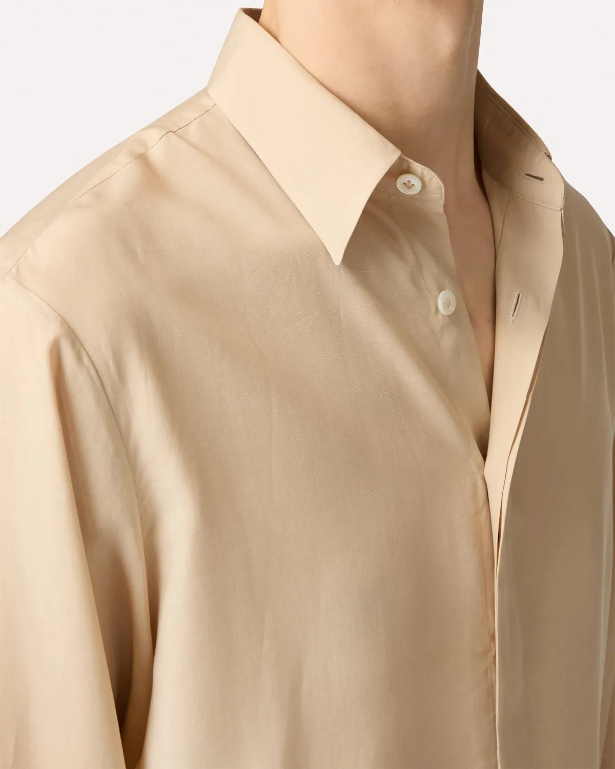 Lardini Camicia beige lino lyocell collo italiano