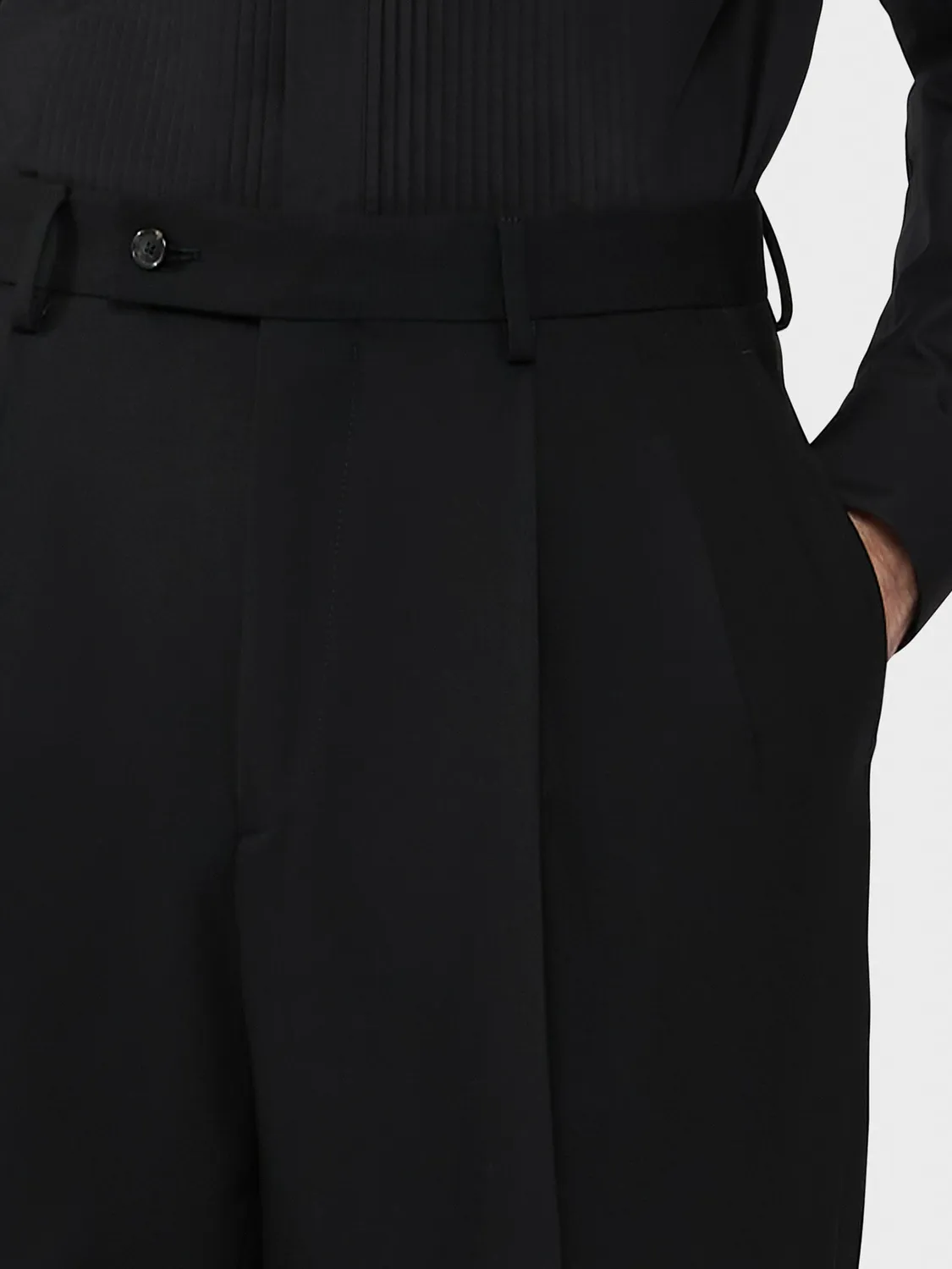 Caruso Houdini Pantalone Lana Nero Doppia Piega