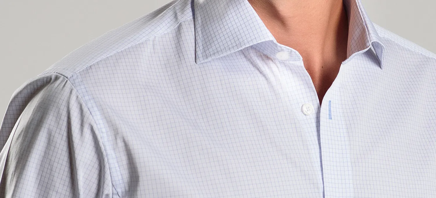 Alain Delon camicia classic fit bianca a quadri blu