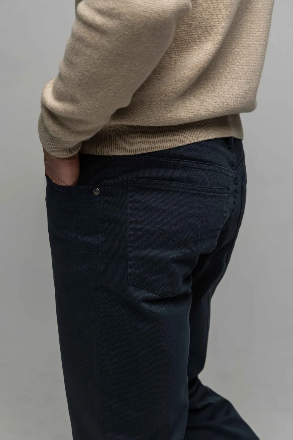 Alain Delon Pantaloni Uomo Grigio-Blu Fantasia