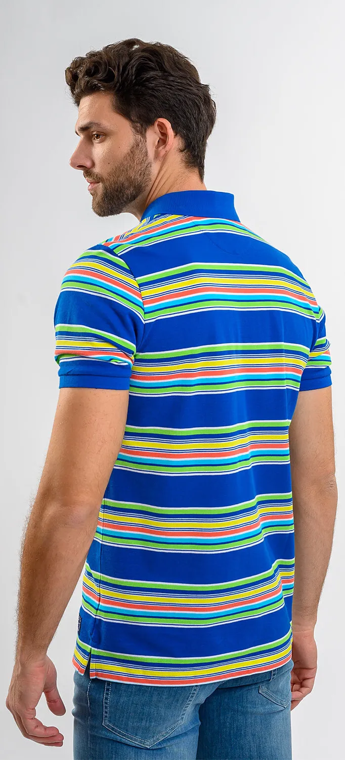 Alain Delon polo cotone a righe slim fit manica corta