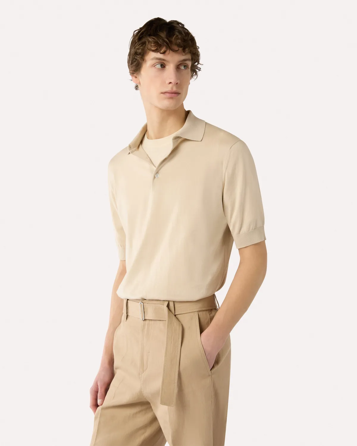 Lardini Polo panna maglia cotone manica corta GOTS