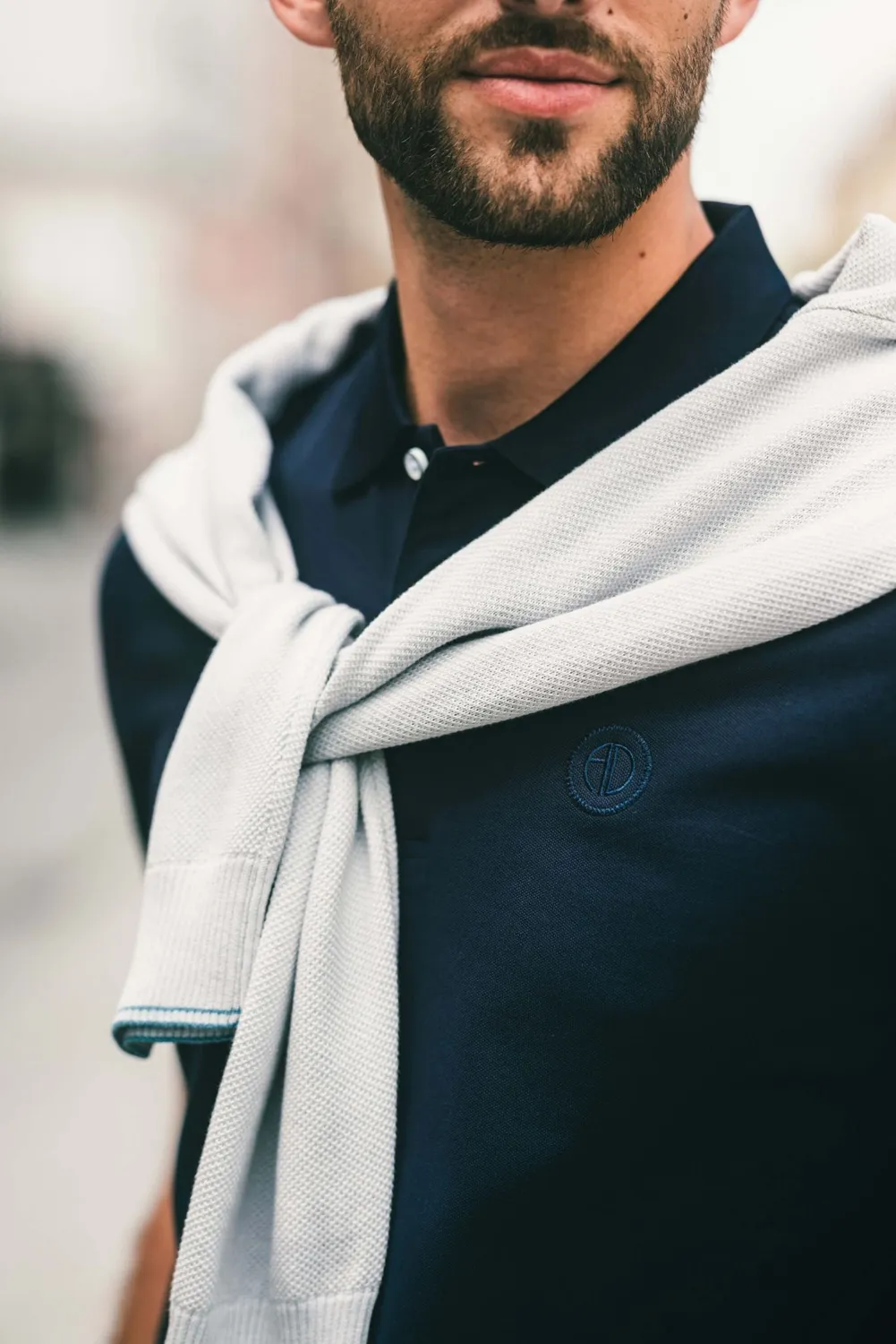 Alain Delon Pullover Cotone Grigio S Collo Camicia