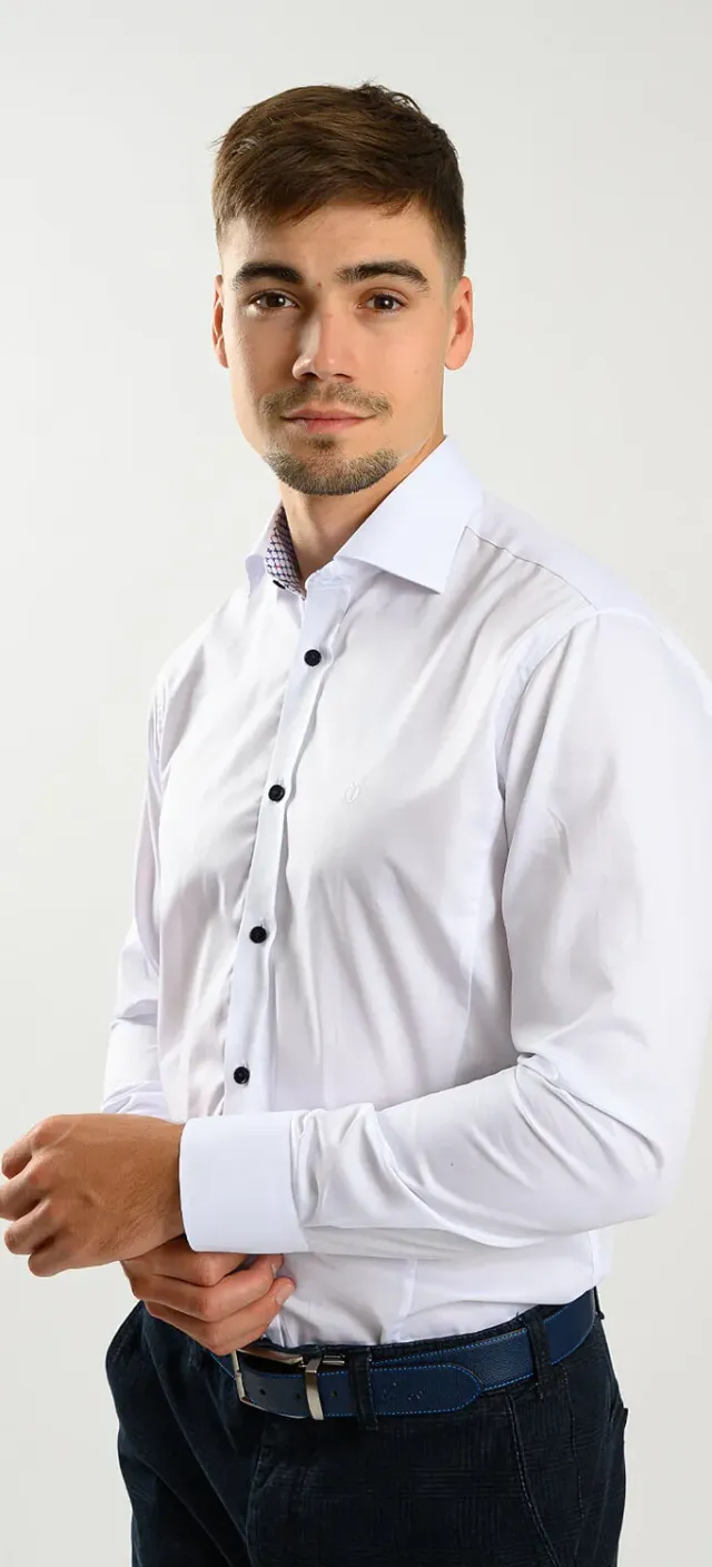 Alain Delon Camicia Bianca Extra Slim Fit Fantasia
